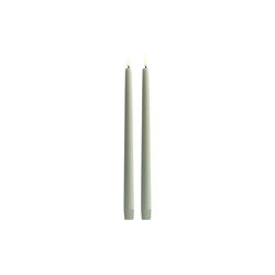 LED Smooth taper candle 2 stk. | H 32 | Sage green, Uyuni Lighting