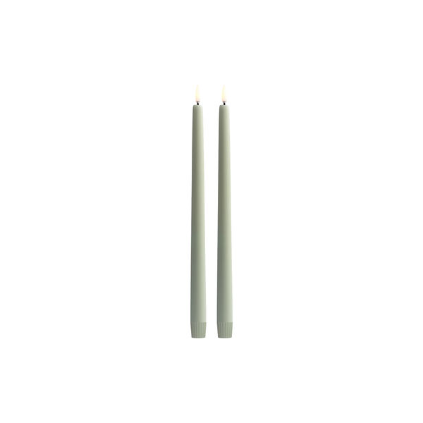 LED Smooth taper candle 2 stk. | H 32 | Sage green, Uyuni Lighting