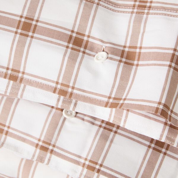 Checked Pin Point Bed Set | White/Fudge | Senget&oslash;j, Lexington