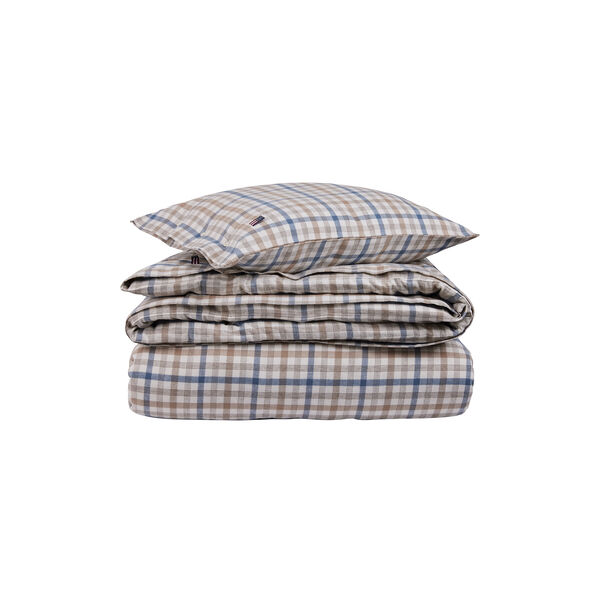 Checked Cotton Flannel Bed Set, misty blue/beige/white, Lexington