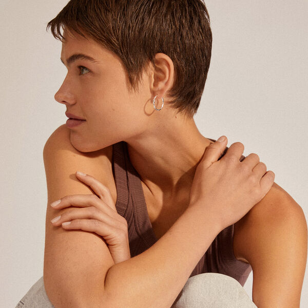 EDDY recycled organiske store hoops, s&oslash;lvbelagt, Pilgrim