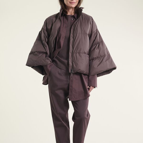 Feather down jakke med krave, raisin, BITTE KAI RAND