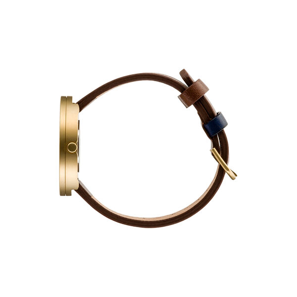 PICTO armbåndsur, dusty blue/matt gold/chocolate brown, Picto