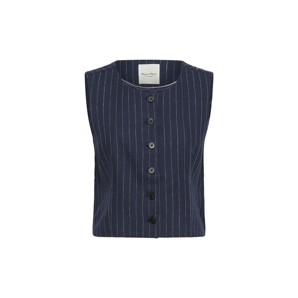 AzaniaPW Waistcoat, blue nights pinstripe, Part Two