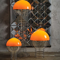 Wire gulvlampe, orange, Verpan