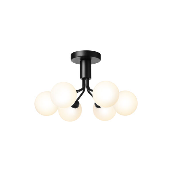 Apiales 6 Ceiling Lamp, satin black/opal, Nuura