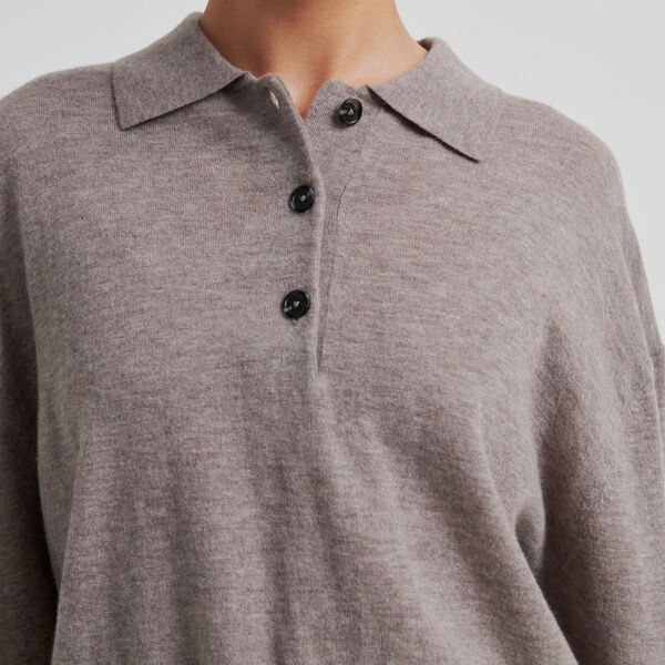 Claro Knit Polo, mid brown melange, Second Female