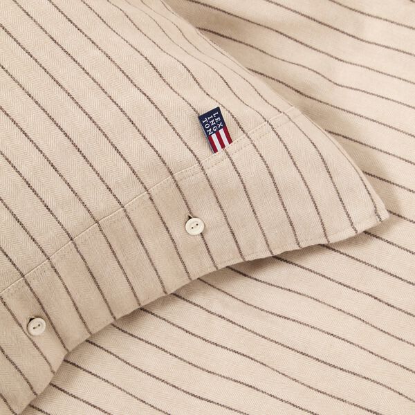 Pin Striped Flannel Bed Set | Fudge/Beige/Fig | Senget&oslash;j, Lexington