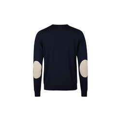 Pullover Knitted Crew Neck With Patch Merino Wool, navy, Stenstr&ouml;ms