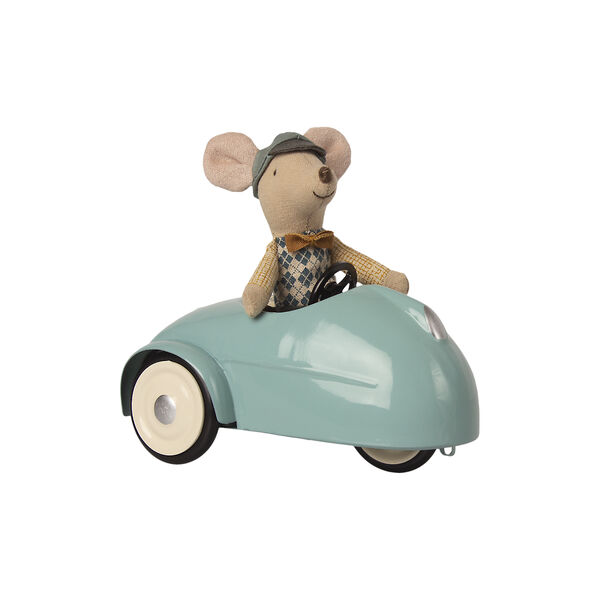 Mus med bil og garage, blå, Maileg