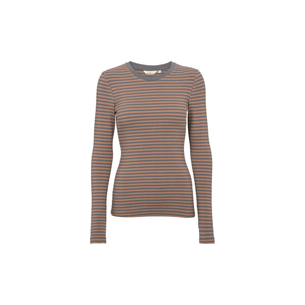 Ludmilla LS Tee, portabella/poppy seed, Basic Apparel