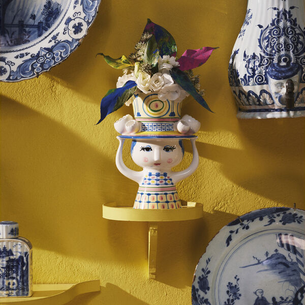 Lady with Hat vase, bl&aring;, Bj&oslash;rn Wiinblad