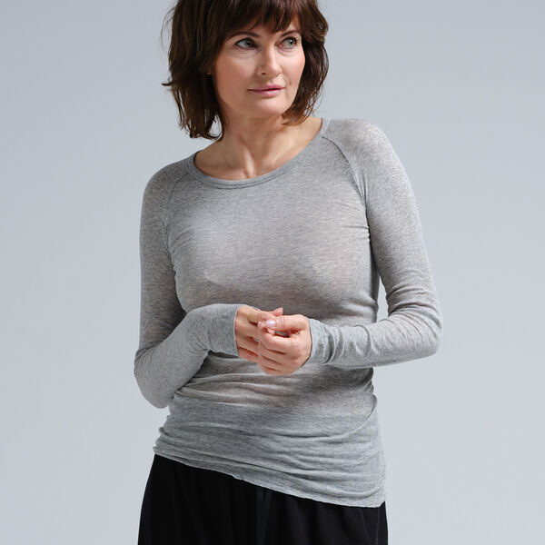 Elvira Bluse, grey melange, Seamless Basic