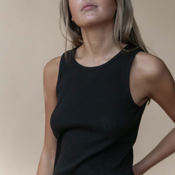 Irene pointelle top, black Irene pointelle top, black, Studio Feder