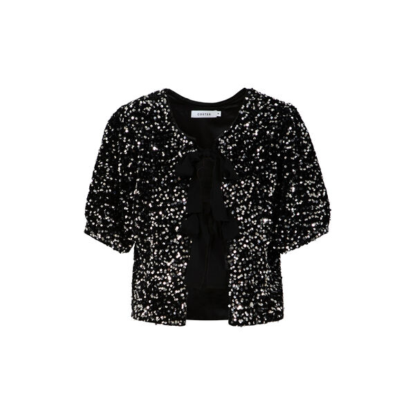 Sequins jacket with ribbons, black/silver, Coster Copenhagen