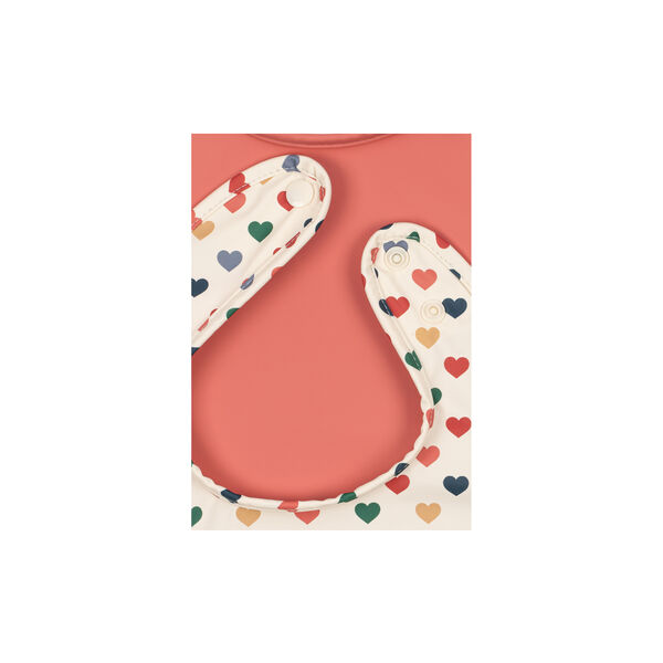 2 Pack Dinner Bib, coeur colore/faded rose, Konges Sl&oslash;jd