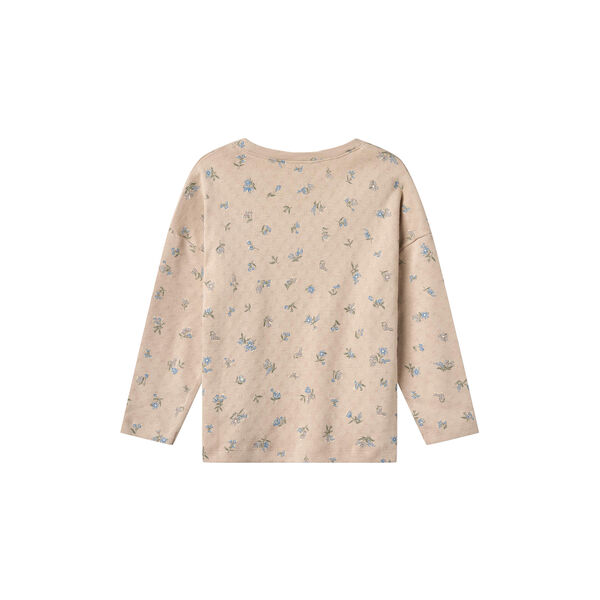 T-shirt L/S Thilda, warm sand flowers, Wheat