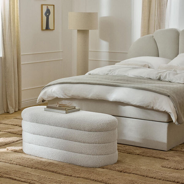 Alto Bench with Storage Space, boucl&eacute; off white, Westwing Collection