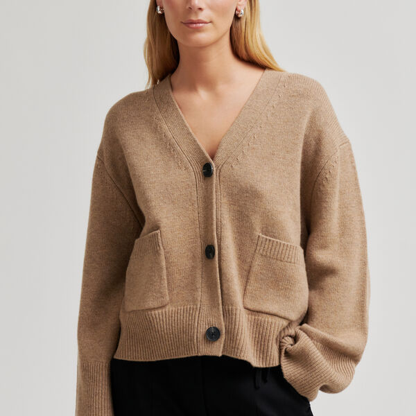 Alpha Knit Cardigan, camel melange Alpha Knit Cardigan, camel melange, Second Female
