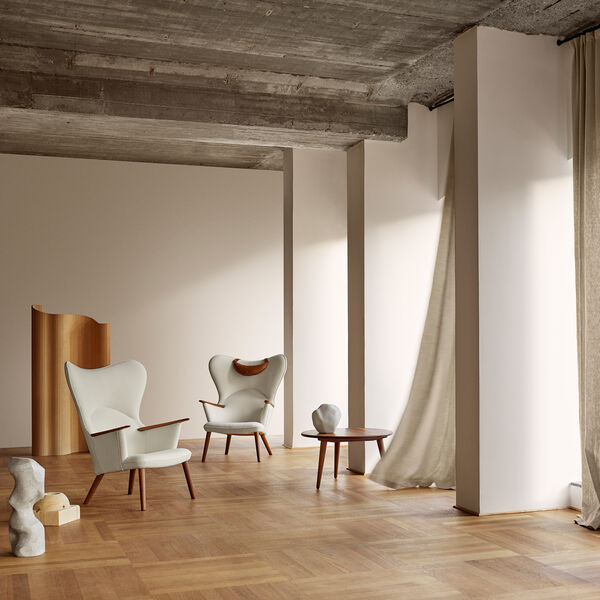CH78 Mama Bear loungestol, cream/olieret valn&oslash;d, Carl Hansen & S&oslash;n