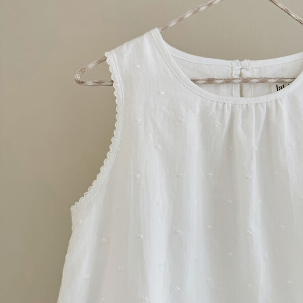 Elinor Dress, white dot, Lalaby