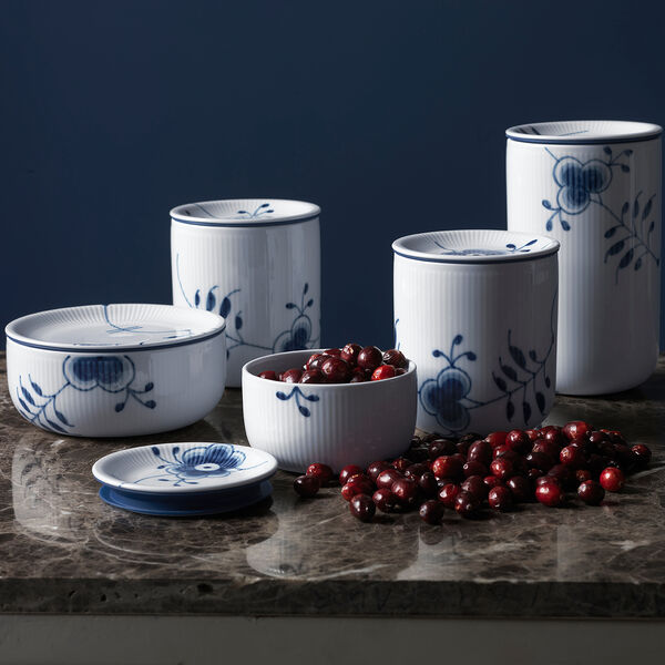 Blå Mega Riflet opbevaringskrukke 80 cl, Royal Copenhagen