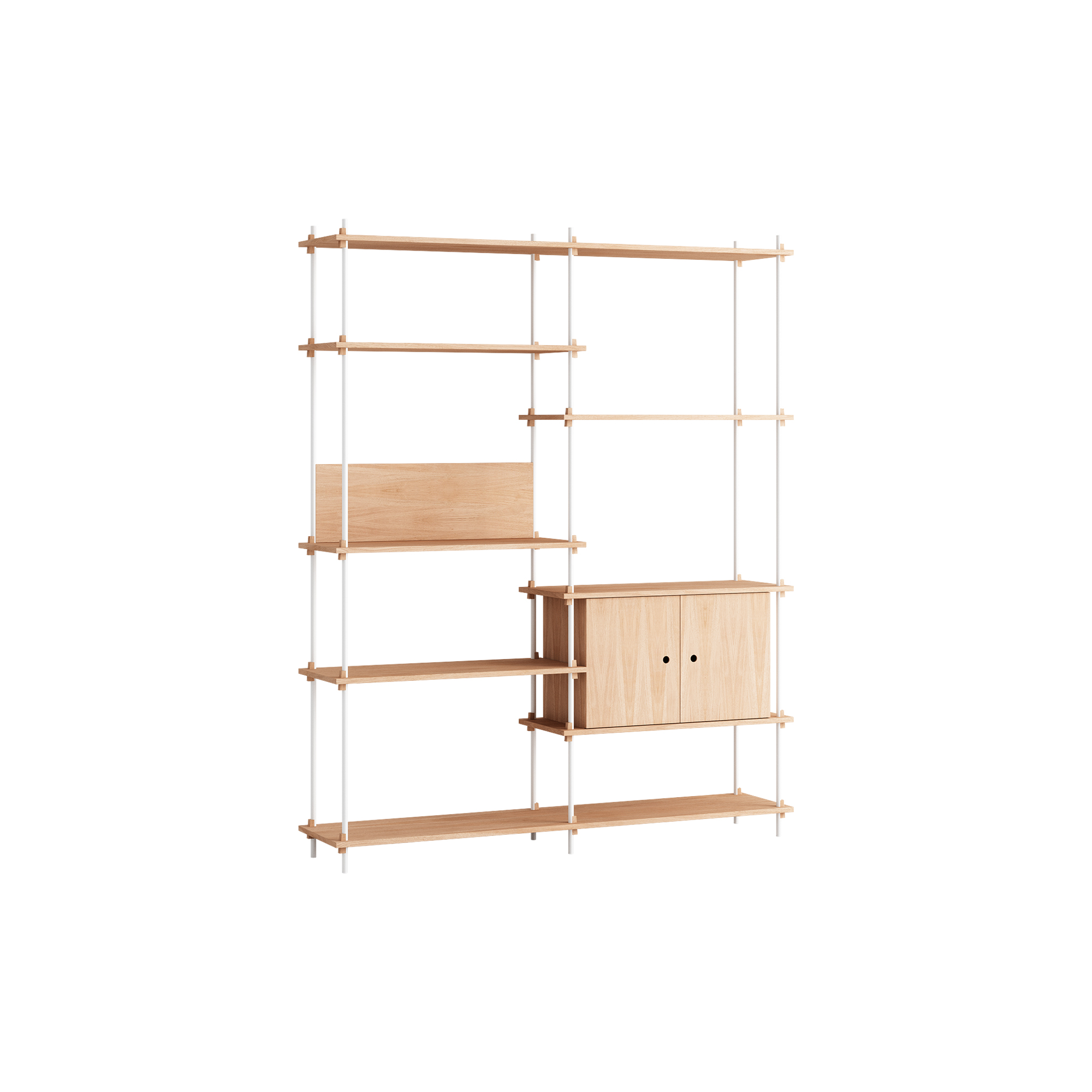 MOEBE - Shelving Tall Cabinet, oak/white