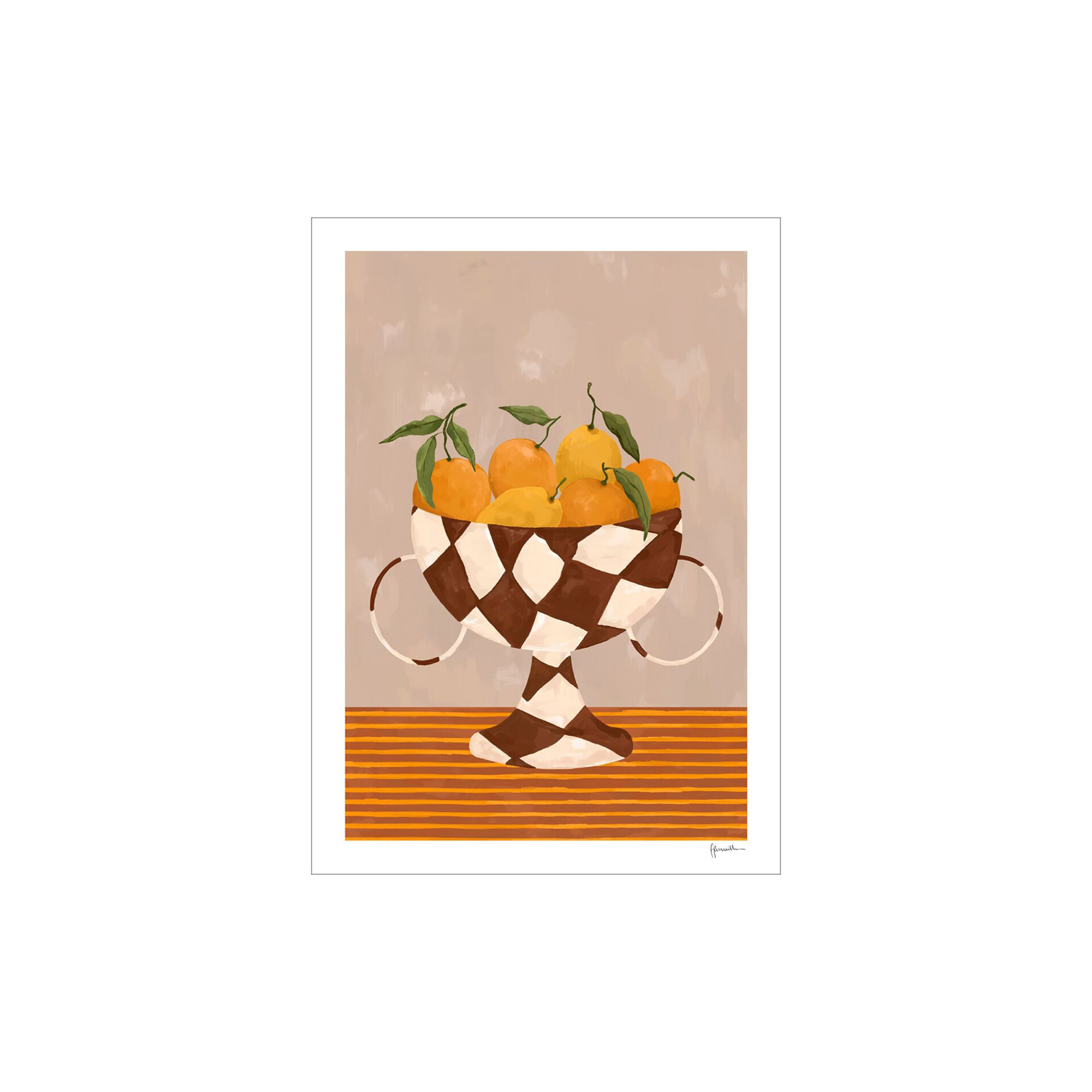 THE POSTER CLUB - Lemons & Oranges in Checkered Vase - A4