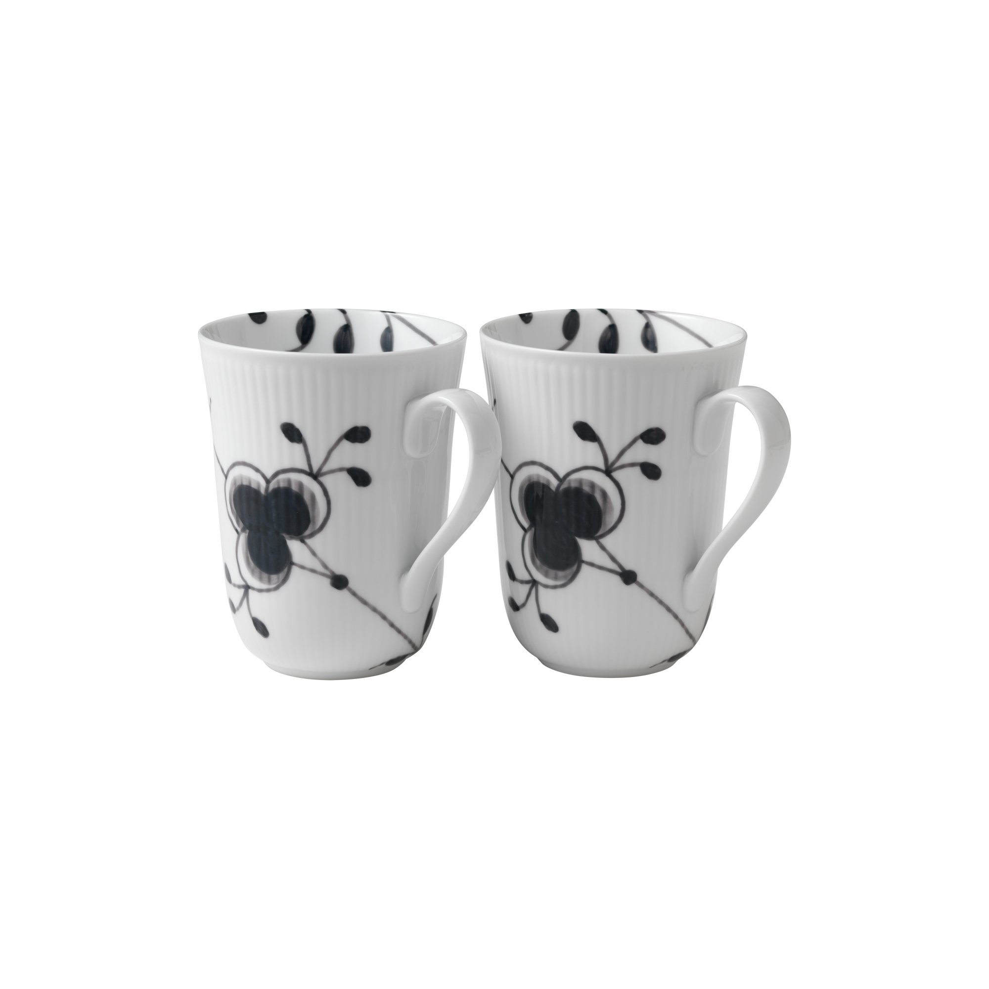 Royal Copenhagen - Sort Mega Riflet krus 36 cl, 2 stk