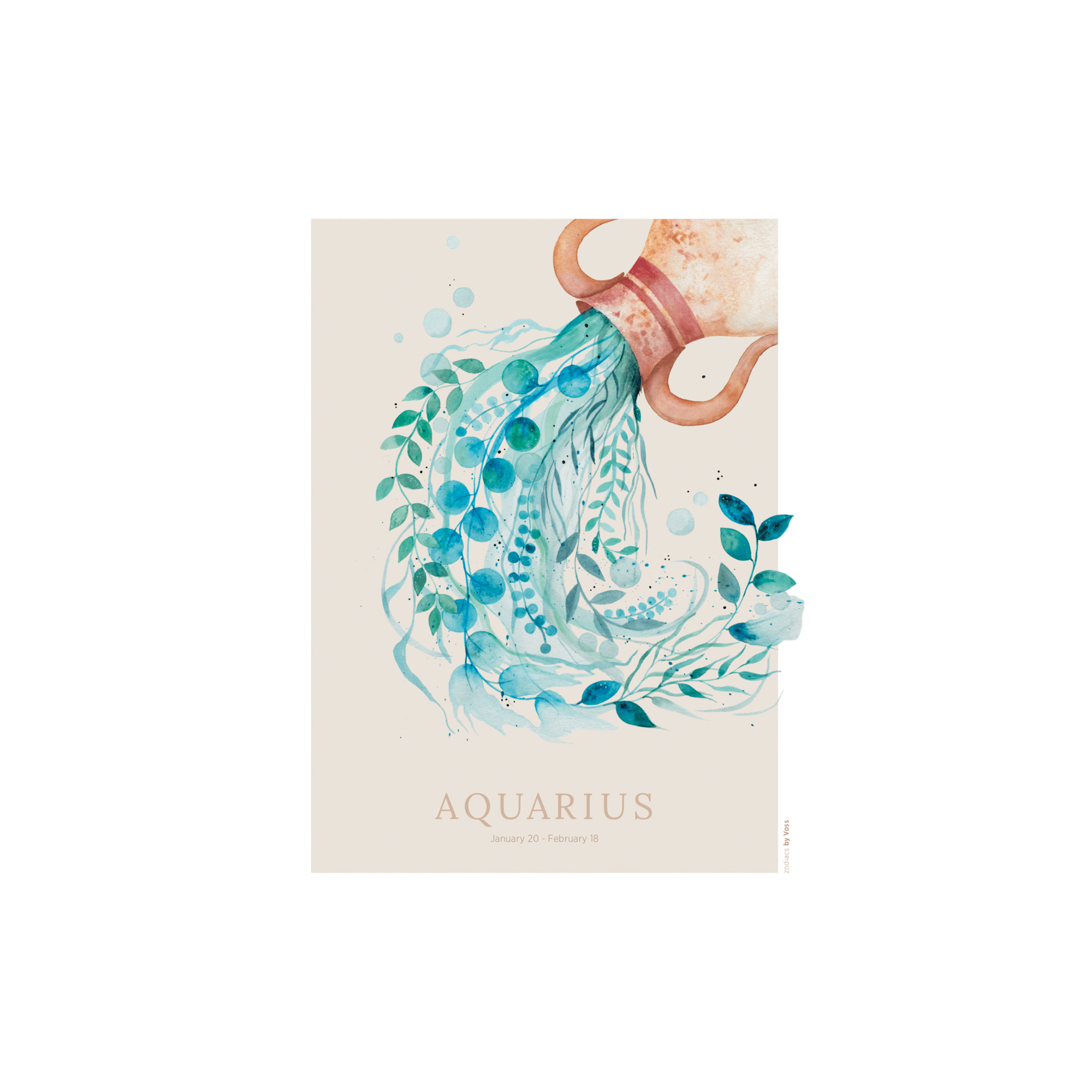 All by Voss - Vandbæreren plakat, Zodiacs - 21x30 cm