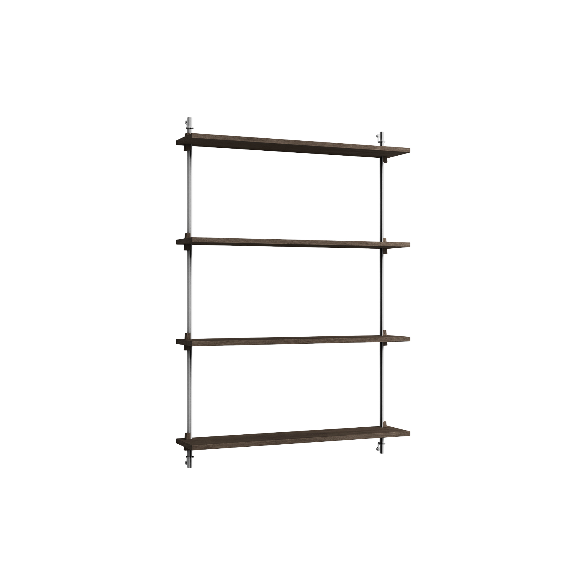 MOEBE - Wall Shelving Medium, smoked oak/stainless steel