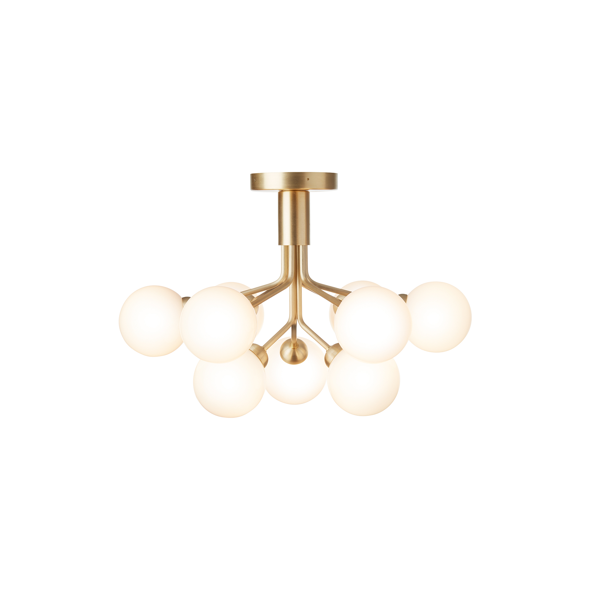 Nuura - Apiales 9 Ceiling Lamp, brushed brass/opal