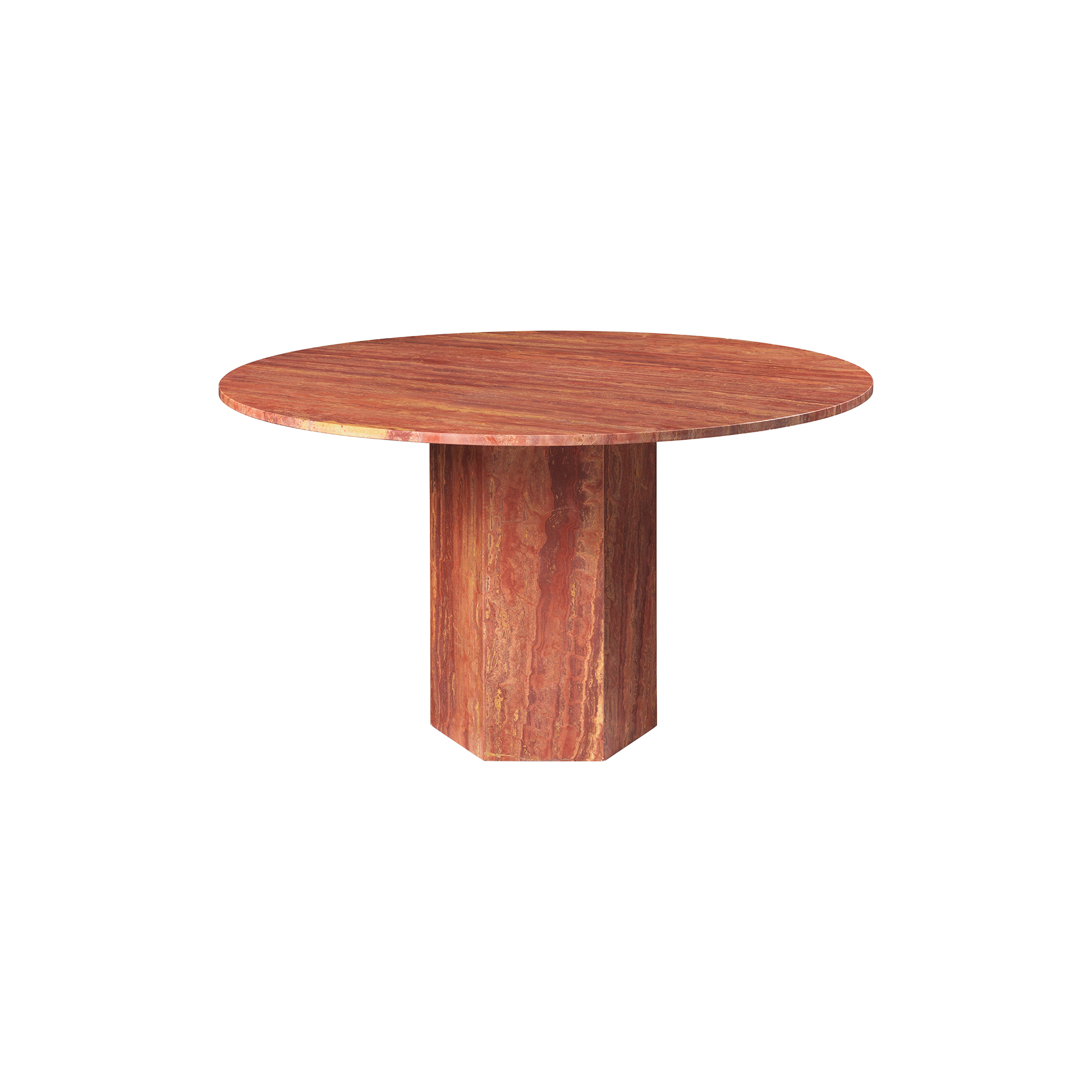 GUBI - Epic Round Dining Table, burnt red - H: 74 x Ø 130 cm.