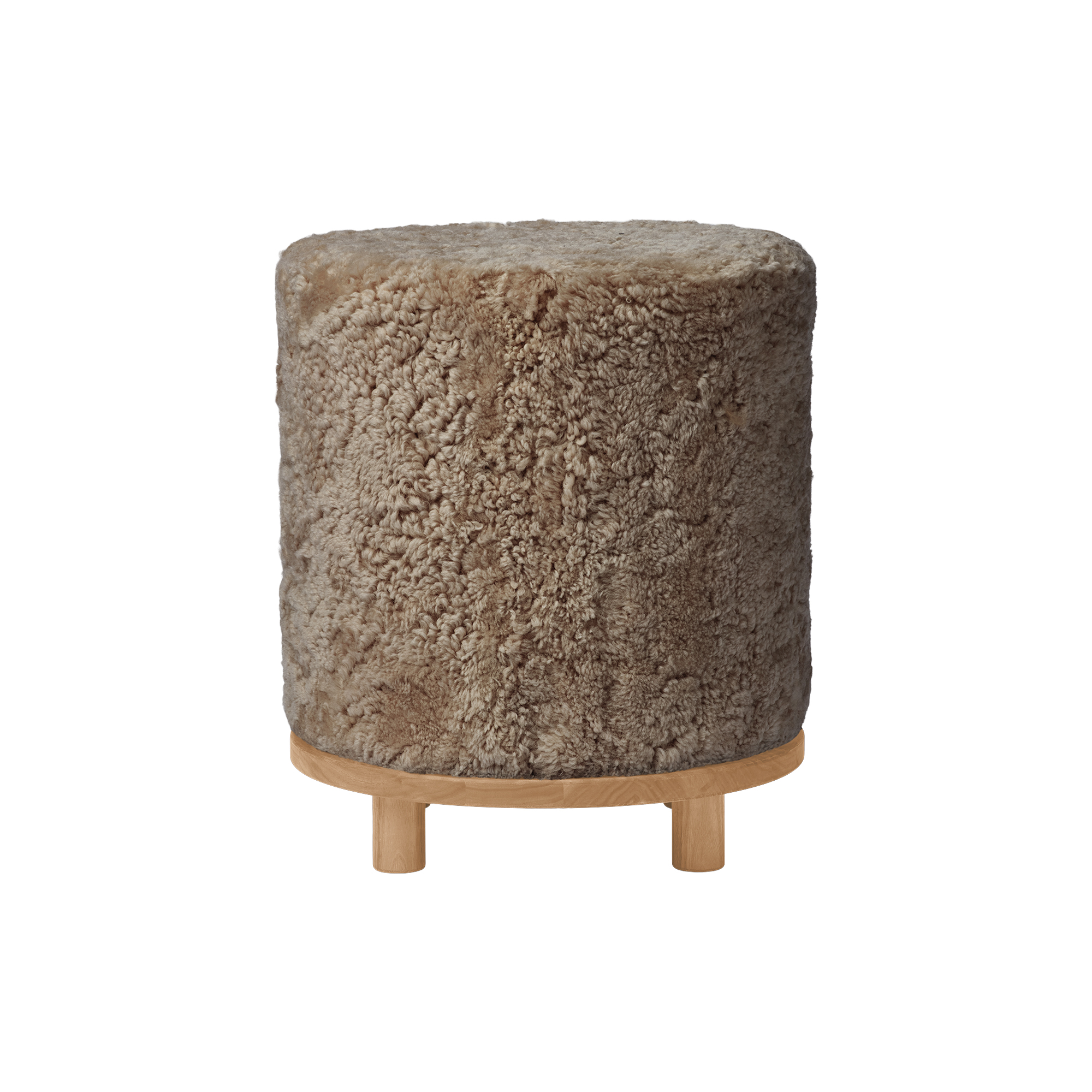 NATURES Collection - Simon puf, taupe/oak - H: 42 x Ø 46 cm.