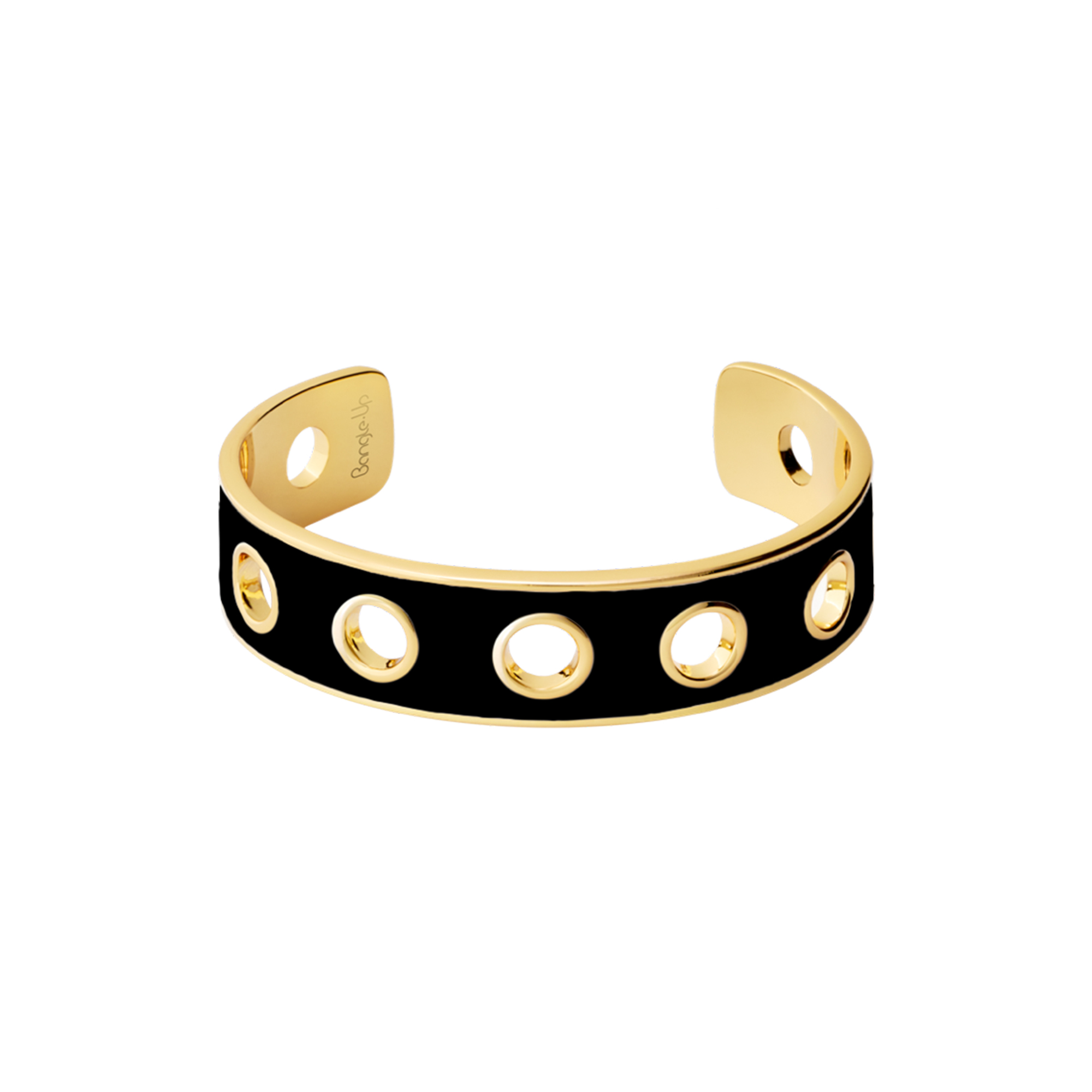 bangle up - EYELET Bracelet Thin, light gold/black