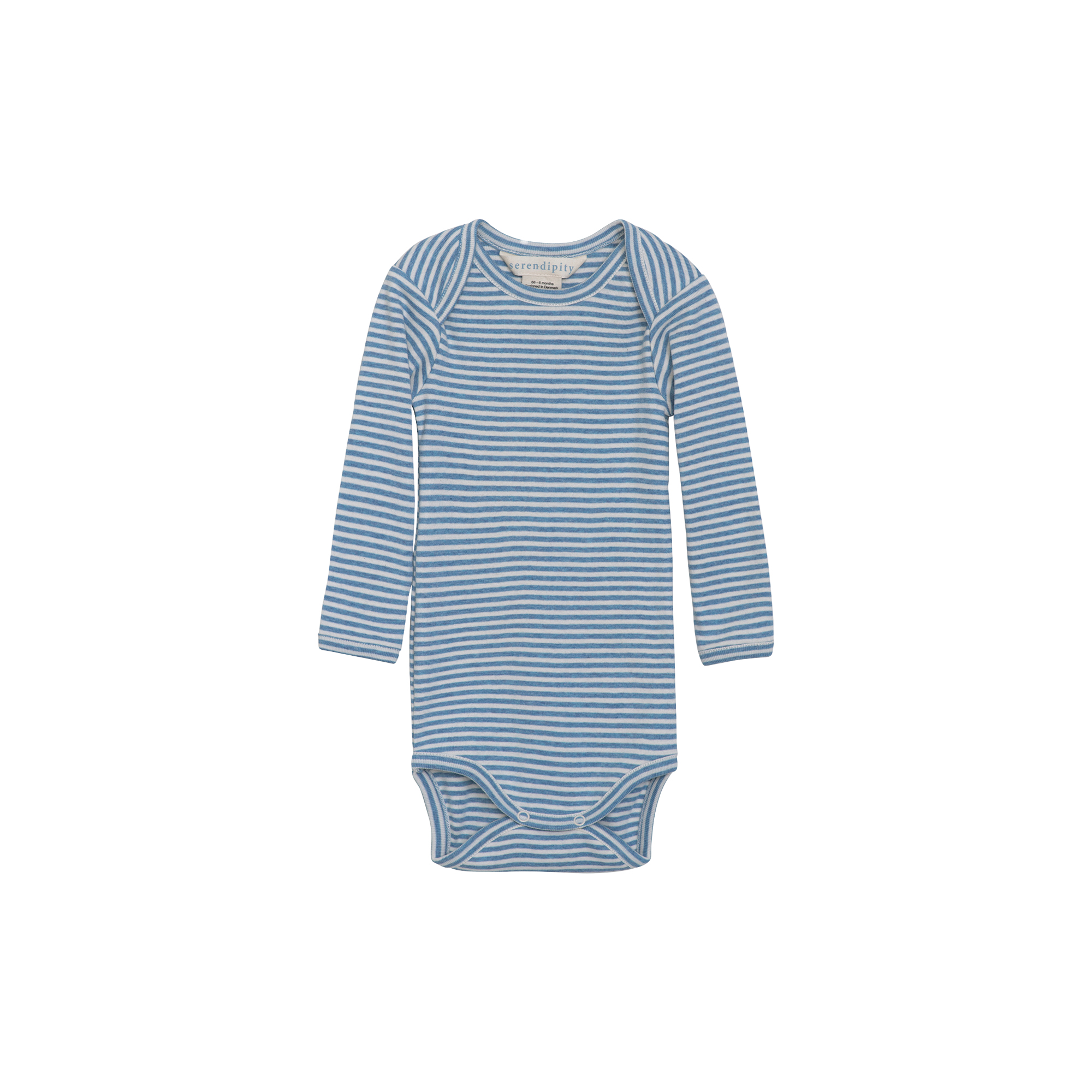 Serendipity - Baby body stribet, azur/ecru - Str. 12M-80