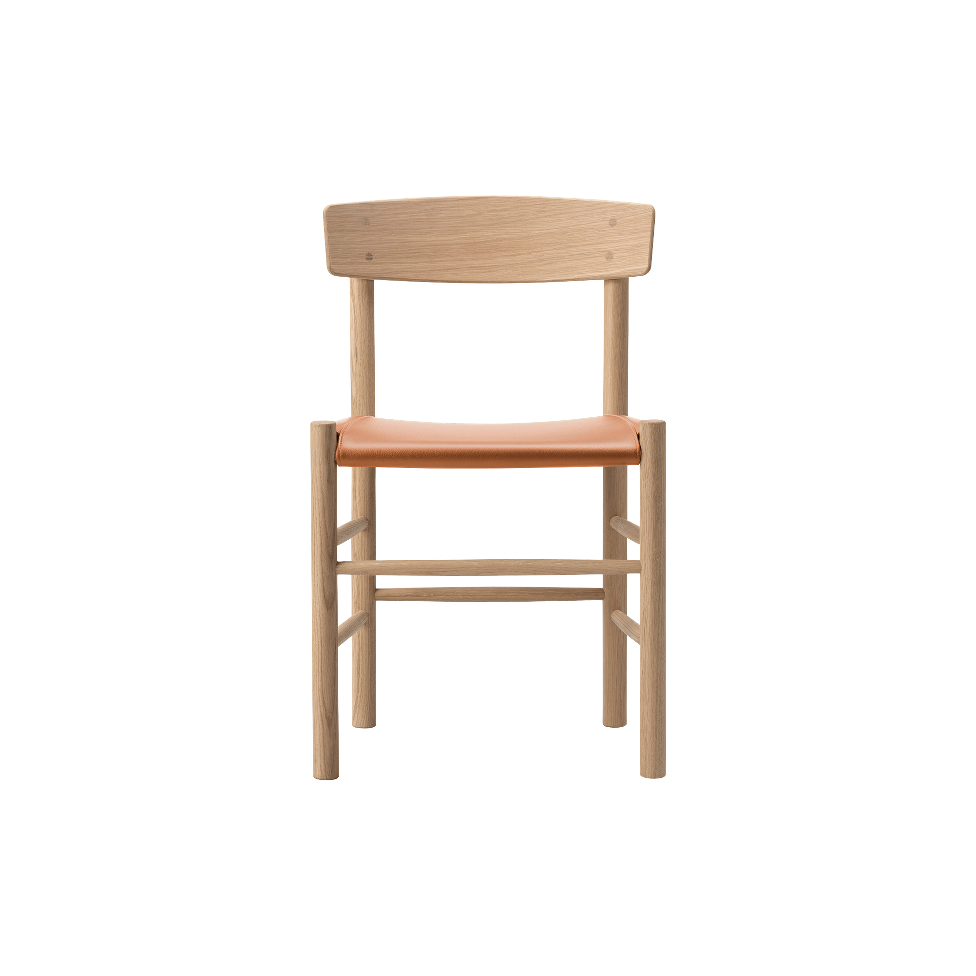 Fredericia Furniture - J39 Mogensen sædepolstret stol, sæbebehandlet eg/Omni 307 cognac