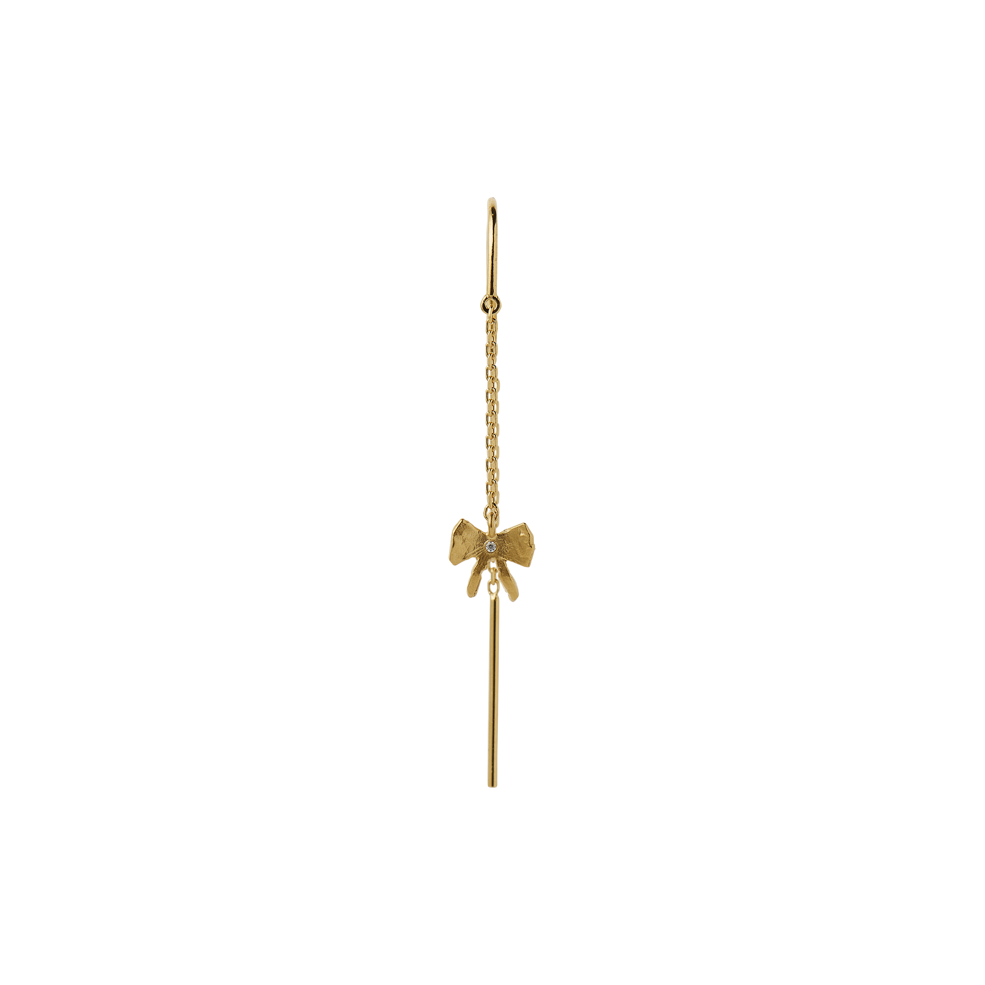 Stine A Jewelry - Petit Bow Double Chain Earring Single, gold