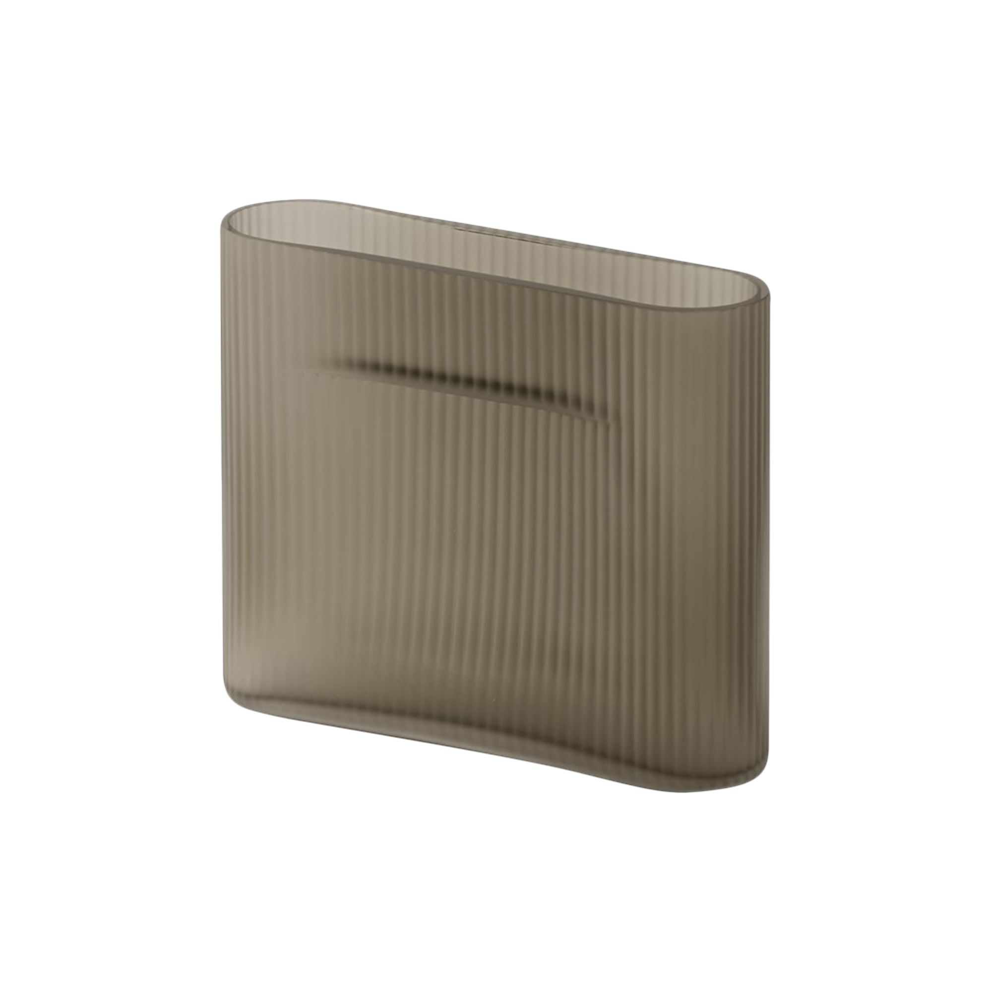 Muuto - Ridge Vase, taupe/frosted glass - H16.5 cm