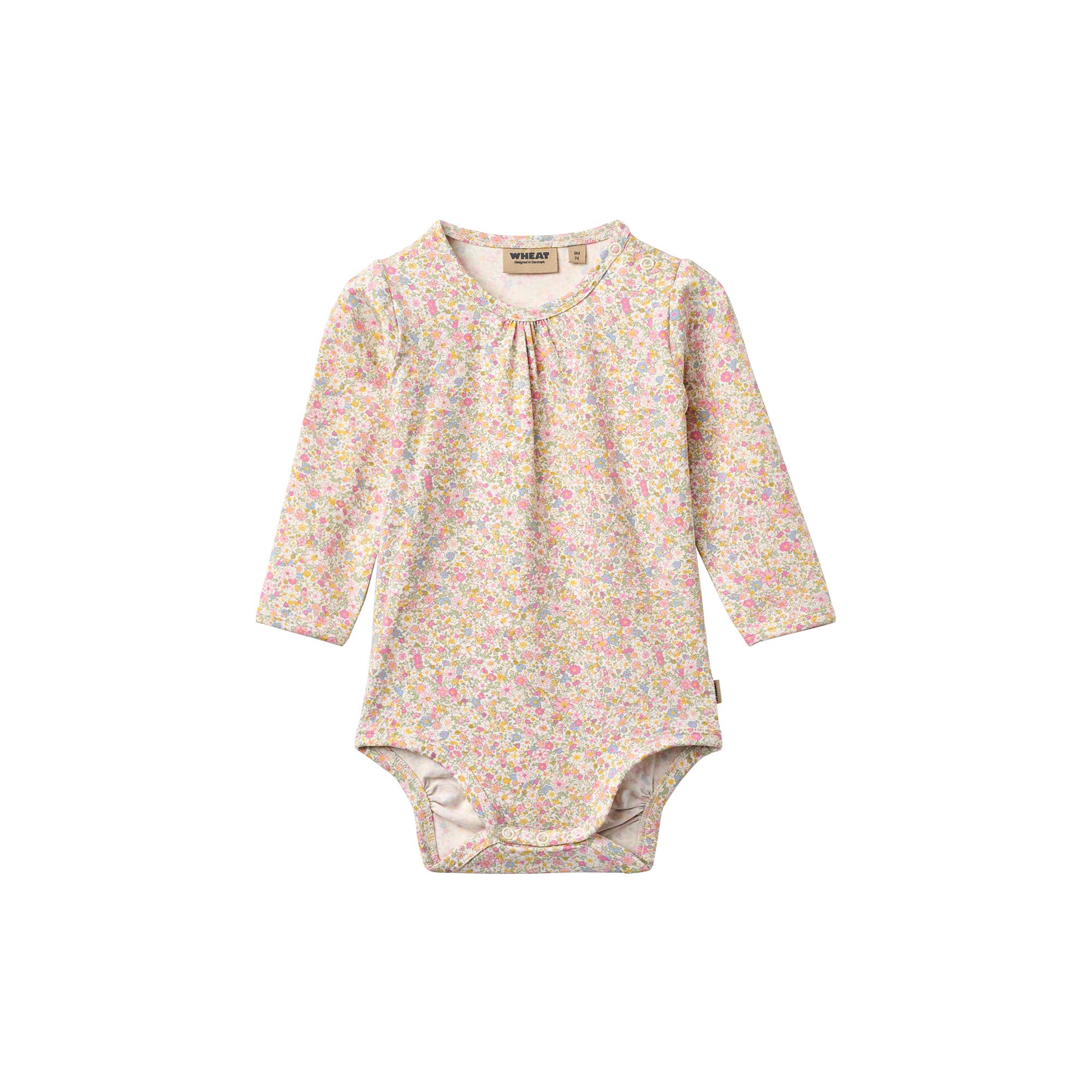 Wheat - Body L/S Liv, blush flower meadow - Str. 2Y-92