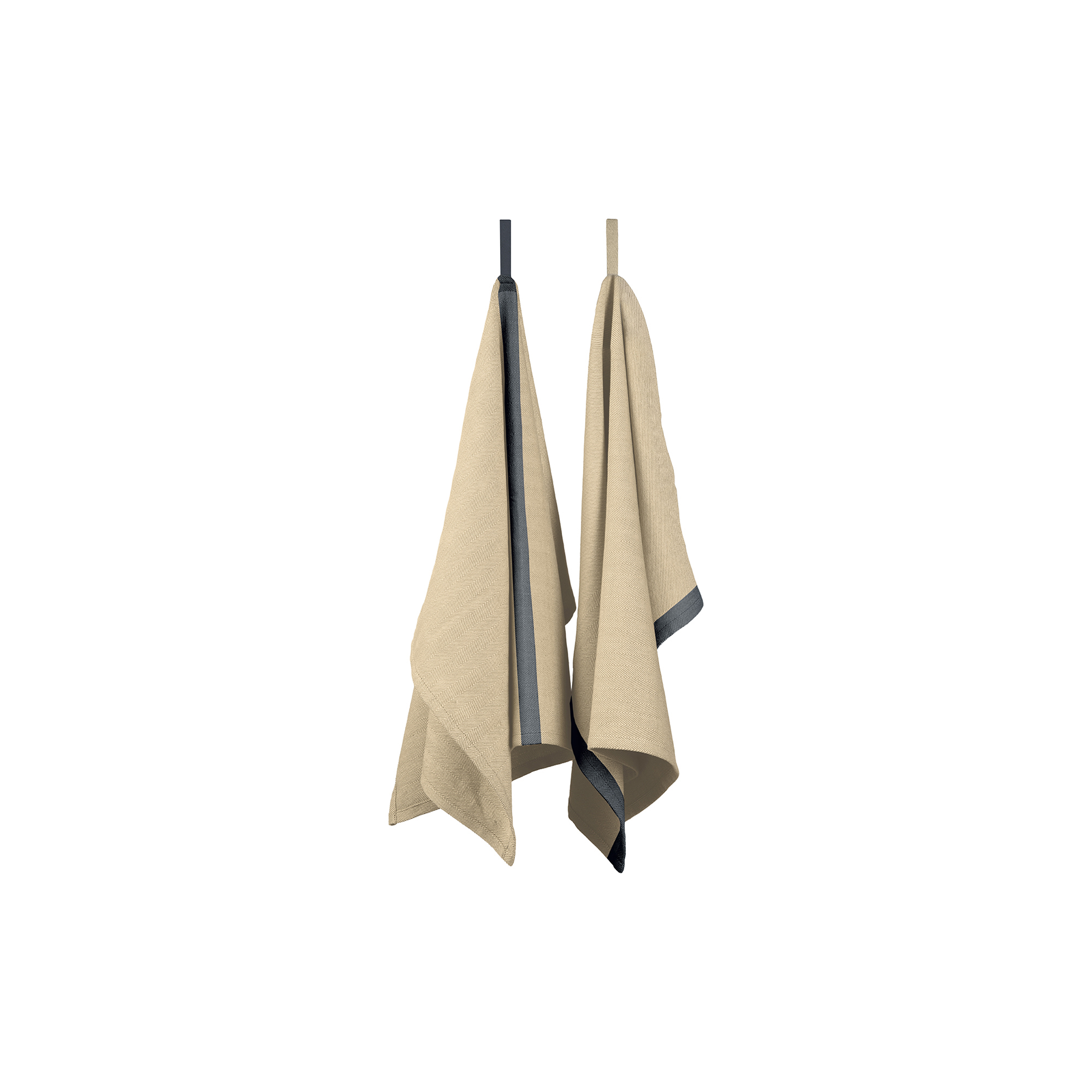 EKTA Living - Tea towel herringbone twill 2 stk., taupe/blue