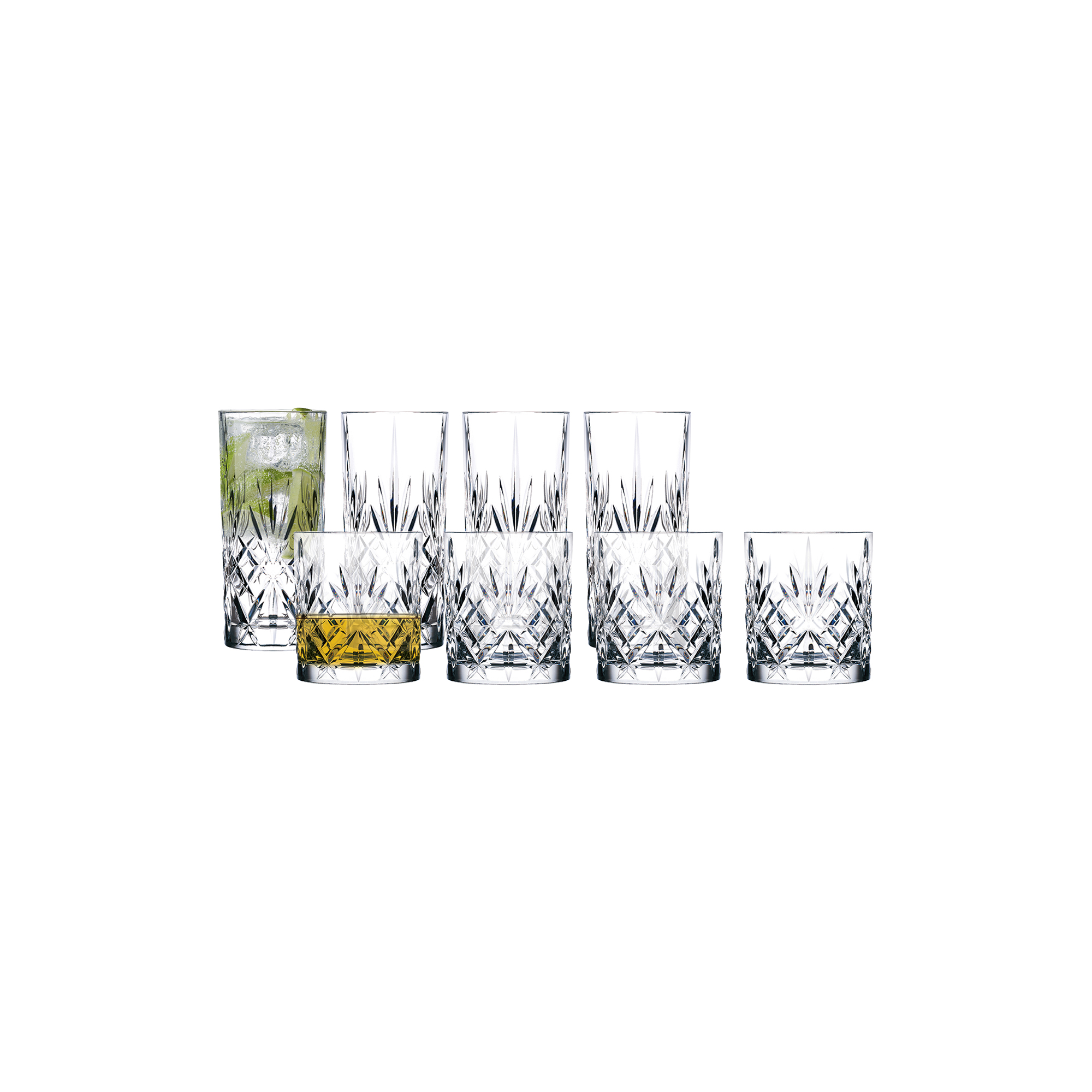 Lyngby Glas - Melodia Whiskyglas/Highball 8 dele