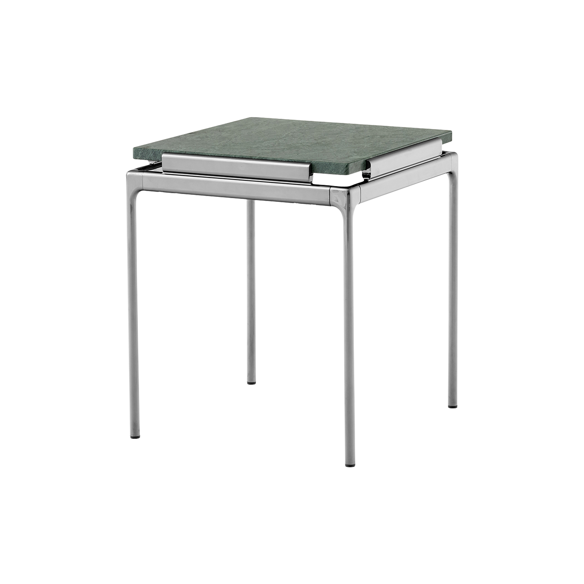 &Tradition - Sett LN11 Coffee Table, verde guatemala marble/dark chrome