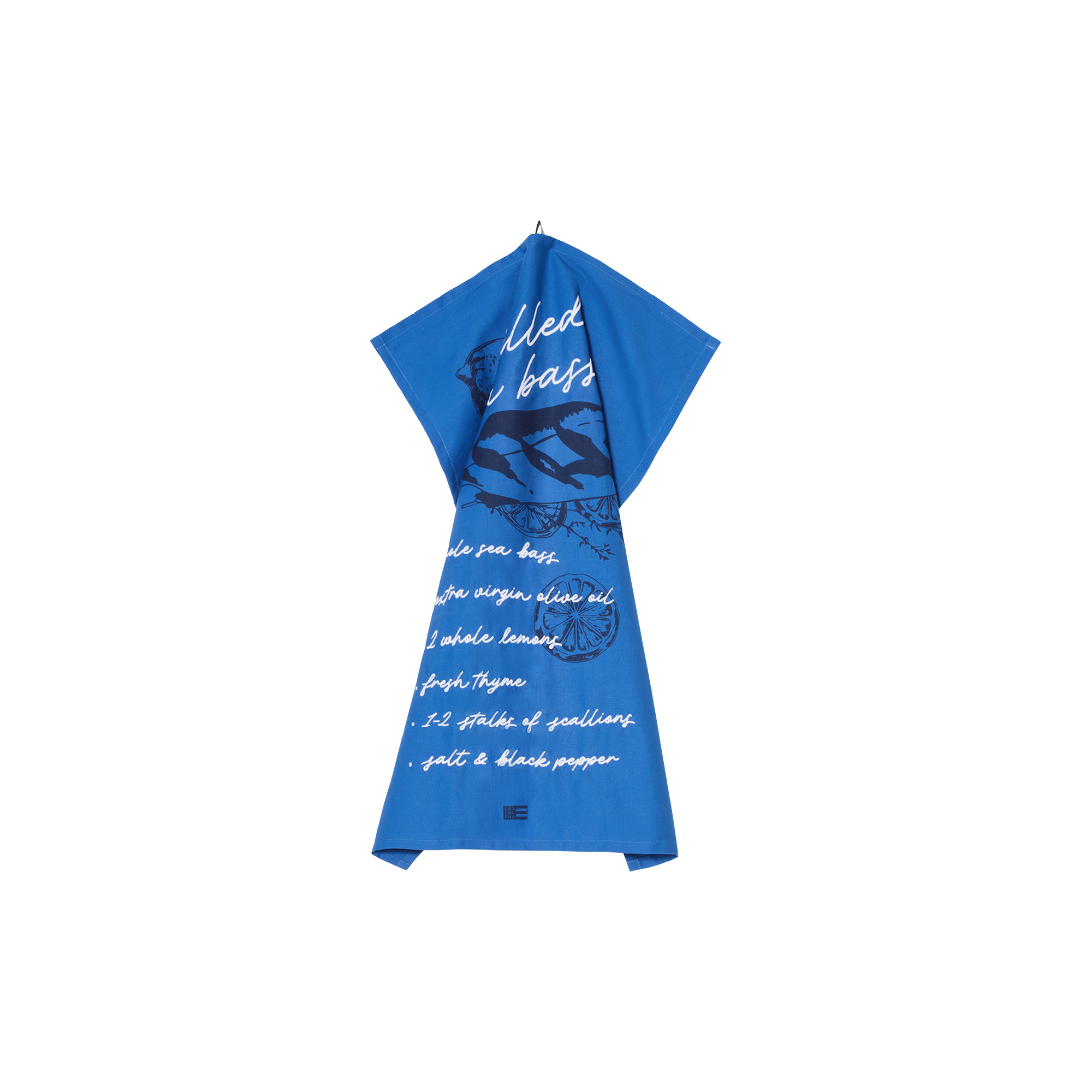 Lexington - Grilled Sea Bass Organic Cotton Kitchen Towel, blue