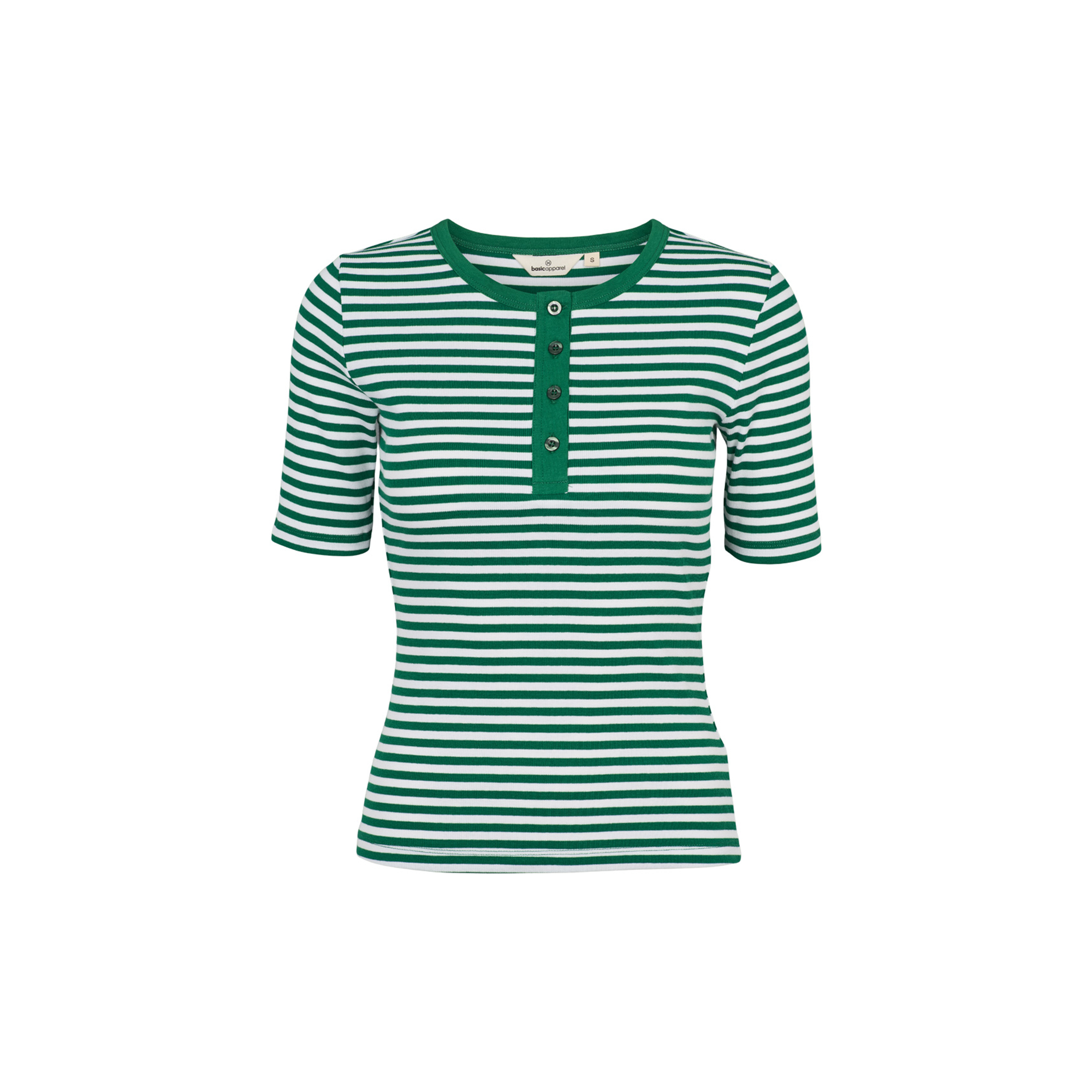 Basic Apparel - Ludmilla SS Stripe Granddad, abundant green/whisper white - Str. XL