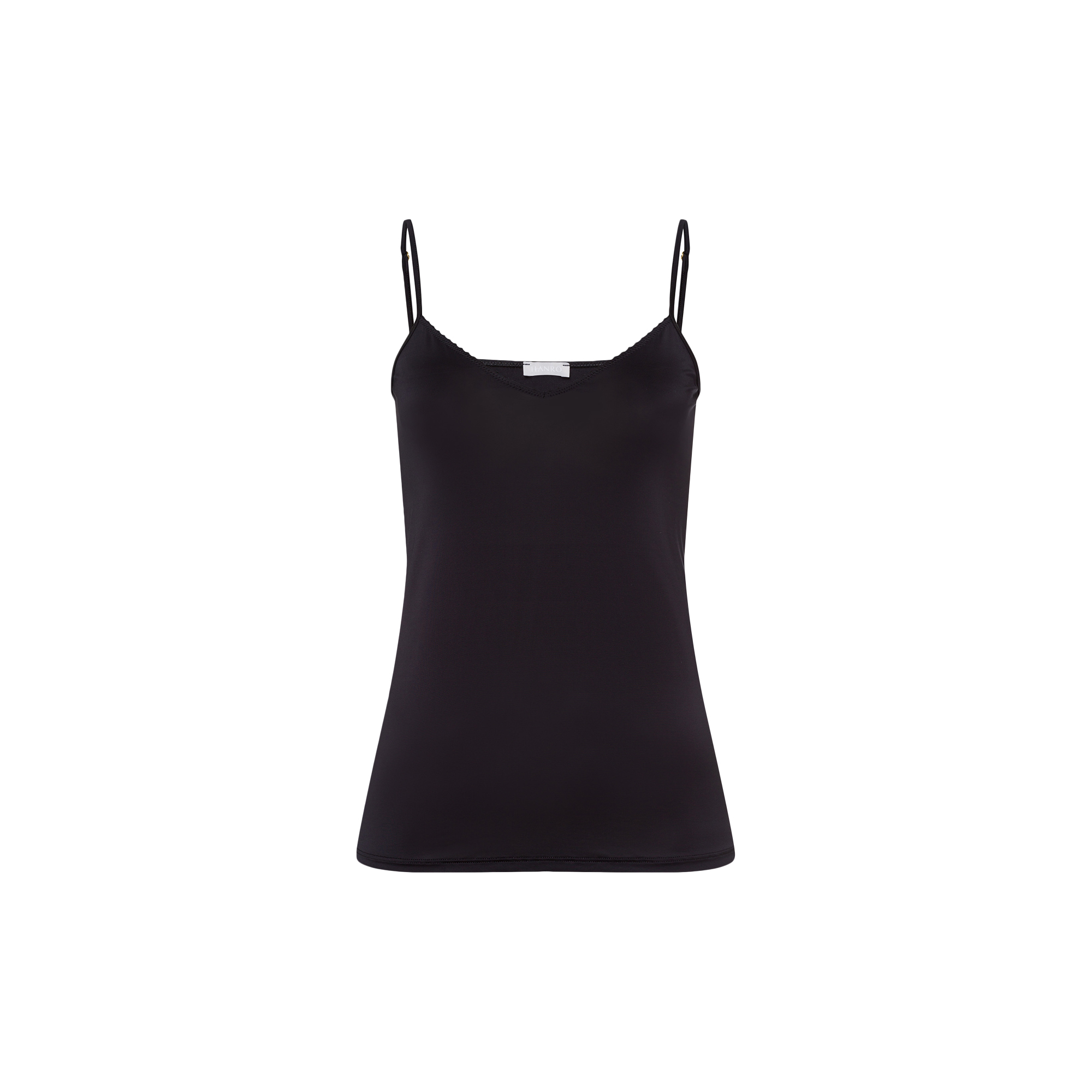 HANRO - Satin Deluxe Spaghetti Top, black - Str. L