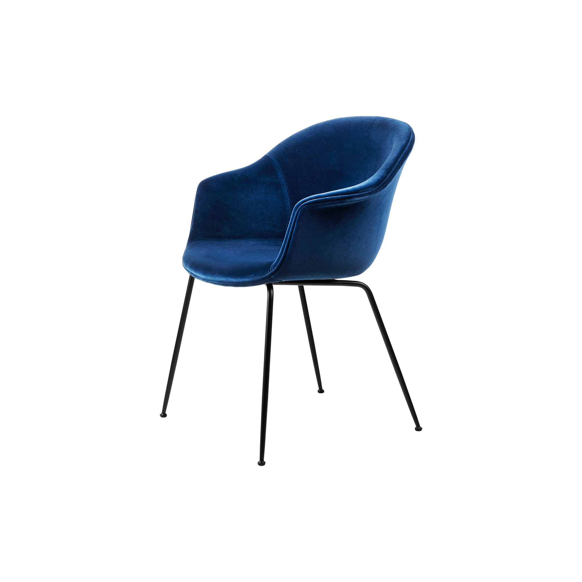 GUBI - Bat Dining Chair Fully Upholstered, Velvet 420/black matt - H: 83 x B: 61 x D: 57 cm.