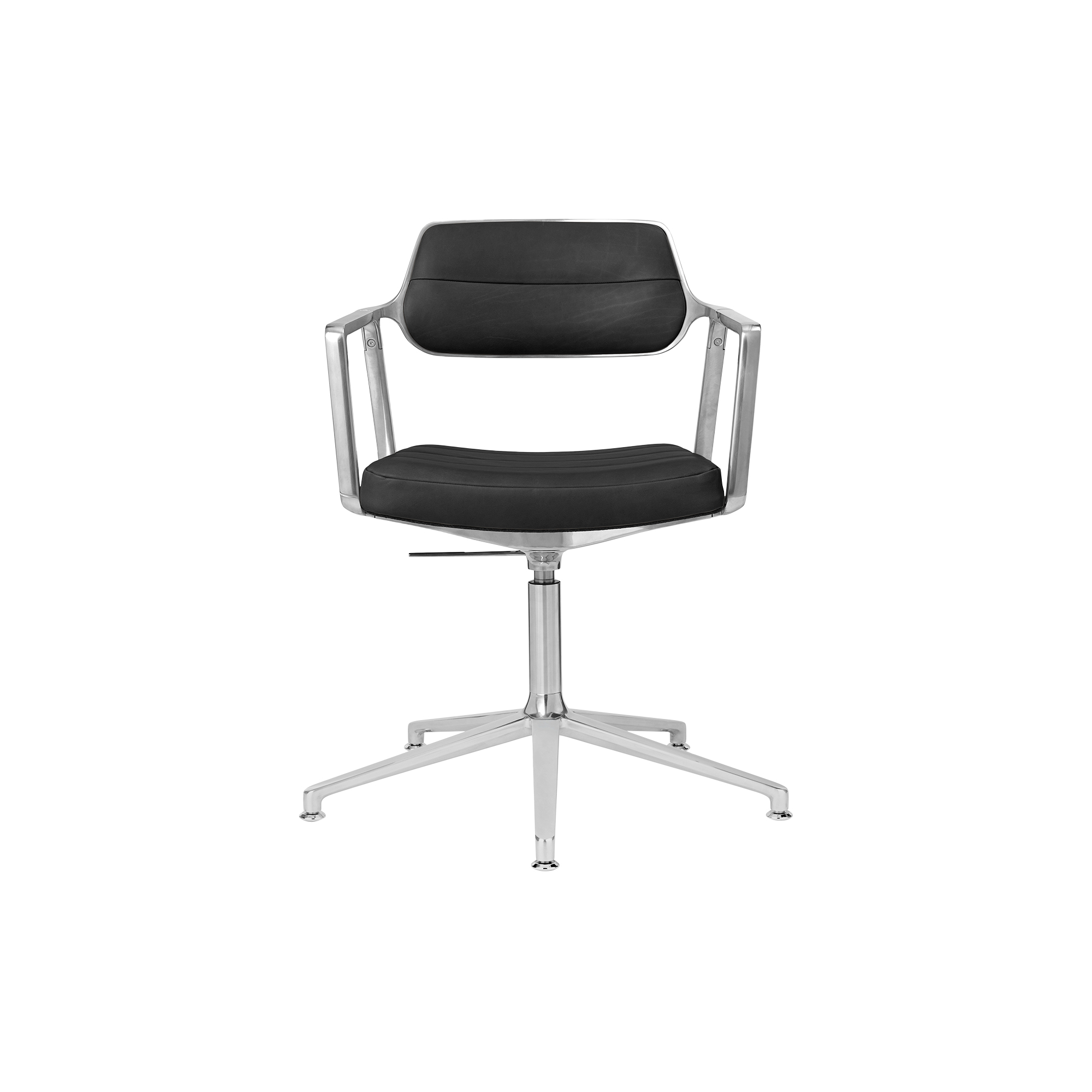 Vipp - VIPP453 Swivel+ Chair with Gliders, black/polished aluminium