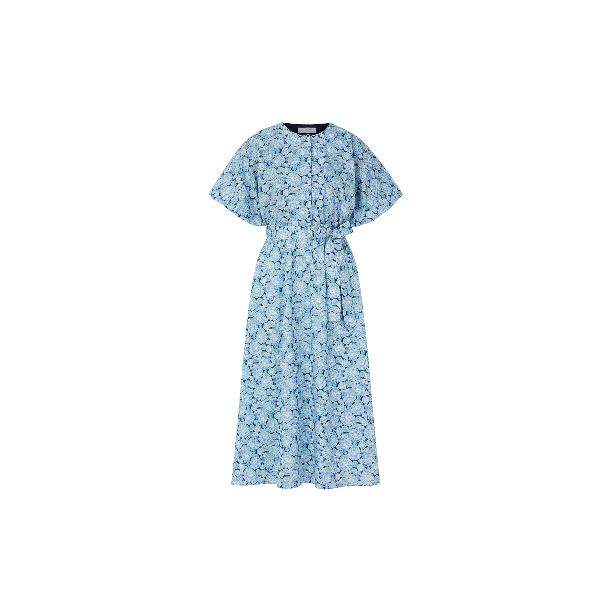 Rich & Royal - Printed Cotton Midi Dress, midnight blue - Str. 38