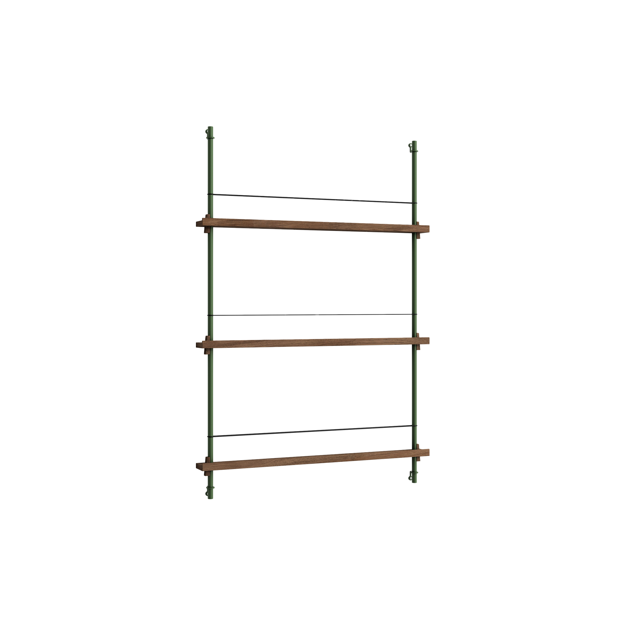 MOEBE - Magazine Shelving Medium, smoked oak/pine green
